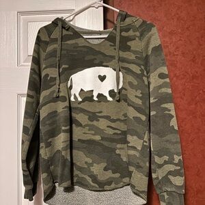 Camouflage Hoodie with Buffalo Print